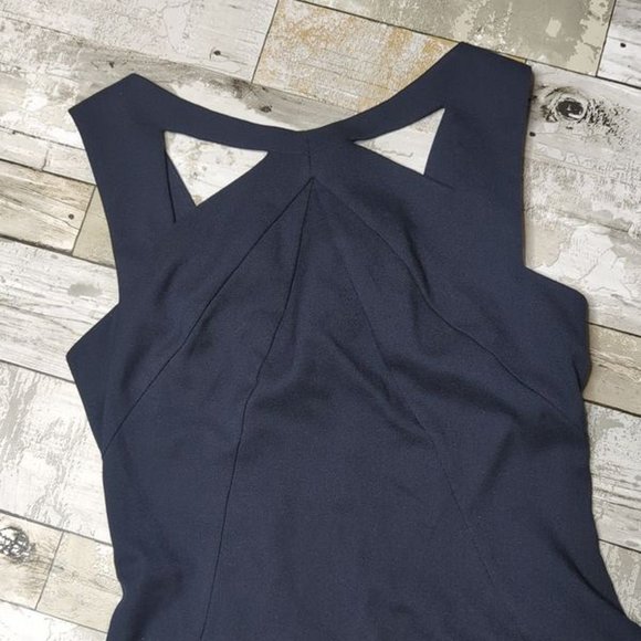 L’AGENCE Cutout Stretch Jersey Sheath Dress in Navy - Picture 1 of 8